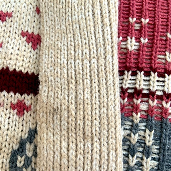 Pink Republic Nordiac style sweater cardigan sz L, creamy tan/pink/burgundy/blue - Picture 11 of 11